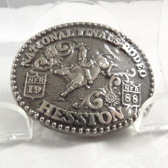 NOS 1988 Hesston National Finals Rodeo Commemorative Mini Child's Belt Buckle - Picture 7 of 9